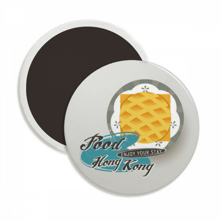 Hong Kong Pineapple Bun China Round Ceracs Fridge Magnet Keepsake Decoration
