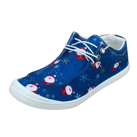 EUMODR Pool Flip Flops for Women Low Shoes for Women Casual Fashion Autumn And Winter Women Casual Shoes Round Toe Flat Bottom Non Slip Comfortable Slip On Christmas Print