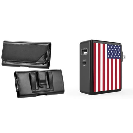 Pouch and Wall Charger Bundle for Nothing Phone 1: Horizontal Executive Belt Holster Case (Black) and 45W Dual USB Port PD Power Delivery Type-C and USB-A Power Adapter (American USA Flag)
Pouch and Wall Charger Bundle for Nothing Phone 1: Horizontal Executive Belt Holster Case (Black) and 45W Dual USB Port PD Power Delivery Type-C and USB-A Power Adapter (American USA Flag)