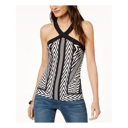 INC Womens Black Printed Sleeveless V Neck Top Size: XXL