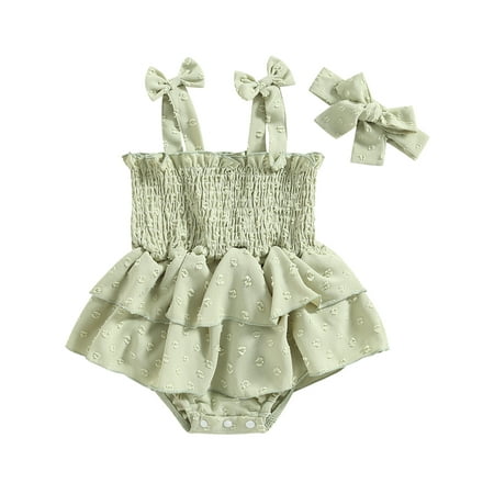 Musuos Baby Girls Romper Dress Bow Straps Ruched Sleeveless Bodysuits with Headband
Musuos Baby Girls Romper Dress Bow Straps Ruched Sleeveless Bodysuits with Headband