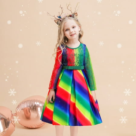 Dyfzdhu Girls Dress Child Girls Bowknot Multicolor Pageant Dress Birthday Party Kids Lace Rainbow Gown Princess Dress
Dyfzdhu Girls Dress Child Girls Bowknot Multicolor Pageant Dress Birthday Party Kids Lace Rainbow Gown Princess Dress