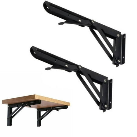 2X Campervan Folding Bracket Table Shelf Motorhome Caravan Black Finish