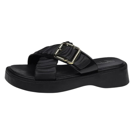 Women Sandals Fashionable New Pattern Simple Solid Color Thick Sole Flat Bottom Comfortable Non Slip Summer Casual Slippers
Women Sandals Fashionable New Pattern Simple Solid Color Thick Sole Flat Bottom Comfortable Non Slip Summer Casual Slippers