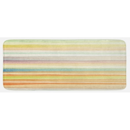 

Pastel Kitchen Mat Horizontal Watercolors Stripes Acrylic Elements Liquid Brushstrokes Print Plush Decorative Kitchen Mat with Non Slip Backing 47 X 19 Multicolor by Ambesonne