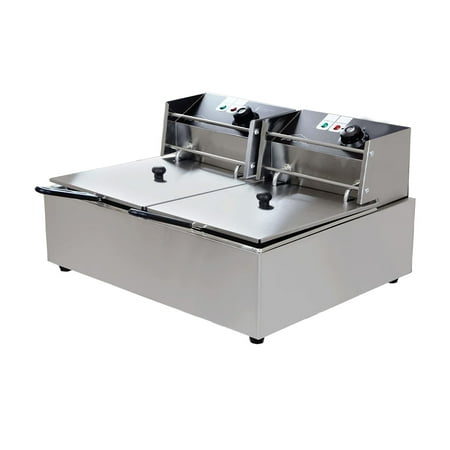 12.6QT Electric Deep Fryer 12L Stainless Steel Commercial Double Fryer with Basket and Lids Countertop Kitchen Frying Machine with Temperature Control for French Fries Donuts 3400W Silver
12.6QT Electric Deep Fryer 12L Stainless Steel Commercial Double Fryer with Basket and Lids Countertop Kitchen Frying Machine with Temperature Control for French Fries Donuts 3400W Silver