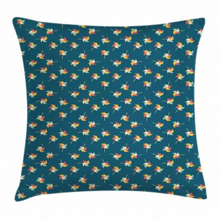 Pinwheel Throw Pillow Cushion Cover, Pinwheel in Graphic Pattern Playroom Nursery Baby Summer Fun Plays Illustration, Decorative Square Accent Pillow Case, 24 X 24 Inches, Multicolor, by Ambesonne