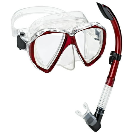 Phantom Aquatics Velocity Scuba Snorkeling Mask Snorkel Set, Red