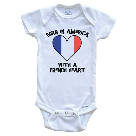 Born In America With A French Heart Baby Bodysuit France Flag Baby Bodysuit 0-3 Months White
Born In America With A French Heart Baby Bodysuit France Flag Baby Bodysuit 0-3 Months White