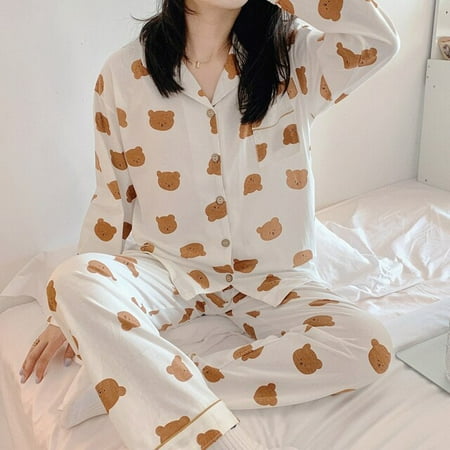 CoCopeaunt Womens Cute Cartoon Pajamas Set Turn-down Collar Pyjamas Long Sleeves Suit Soft Female Sleepwear Autumn Homewear Home Services
CoCopeaunt Womens Cute Cartoon Pajamas Set Turn-down Collar Pyjamas Long Sleeves Suit Soft Female Sleepwear Autumn Homewear Home Services