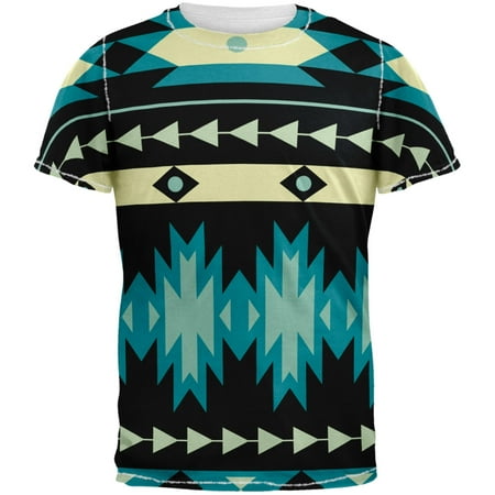 Native American Pattern Blue All Over Adult T-Shirt