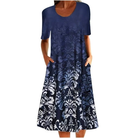 Follure Dresses for ladies Women s Large Size Printing O-Neck Slim Retro Floral Half Sleeve Dress Blue XXXL
Follure Dresses for ladies Women s Large Size Printing O-Neck Slim Retro Floral Half Sleeve Dress Blue XXXL