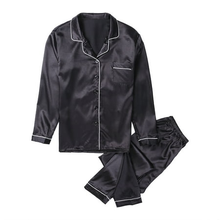 Sunisery Women 2Pcs Silk Satin Pajamas Sets Long Sleeve Tops Long Pants Loungewear Sleepwear Sets Homewear Black XL
Sunisery Women 2Pcs Silk Satin Pajamas Sets Long Sleeve Tops Long Pants Loungewear Sleepwear Sets Homewear Black XL