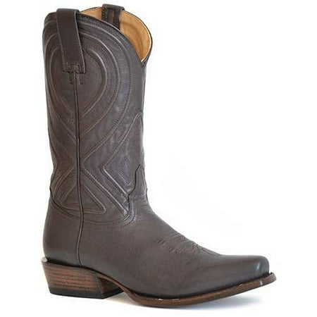 Men s Stetson Mossman Leather Boots Handcrafted Dark Brown