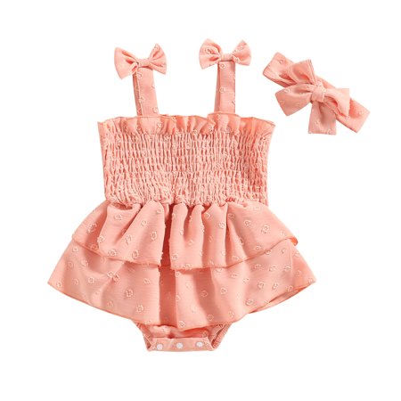 Wassery Infant Girls Romper Dress Solid Color Bow Straps Ruched Sleeveless Skirts Hem Baby Bodysuits with Headband Summer Casual Clothes 0-24M
Wassery Infant Girls Romper Dress Solid Color Bow Straps Ruched Sleeveless Skirts Hem Baby Bodysuits with Headband Summer Casual Clothes 0-24M
