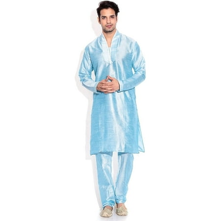Royal Men s Silk Blend Sky Hineck Emboirdered Kurta Churidar