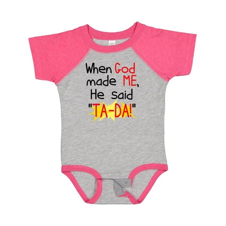 Inktastic When God Made Me Gift Baby Boy or Baby Girl Bodysuit