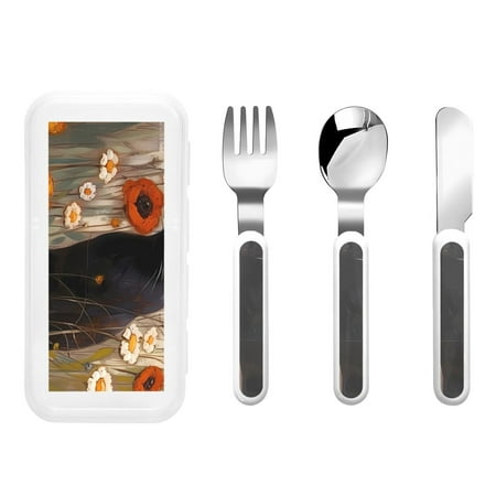 Bingfone Black Cat in Wildflowers Print Toddler Utensils Kids Silverware 3pcs Safety Stainless Steel Toddler Fork Spoon Knife Set Children Flatware Set
Bingfone Black Cat in Wildflowers Print Toddler Utensils Kids Silverware 3pcs Safety Stainless Steel Toddler Fork Spoon Knife Set Children Flatware Set