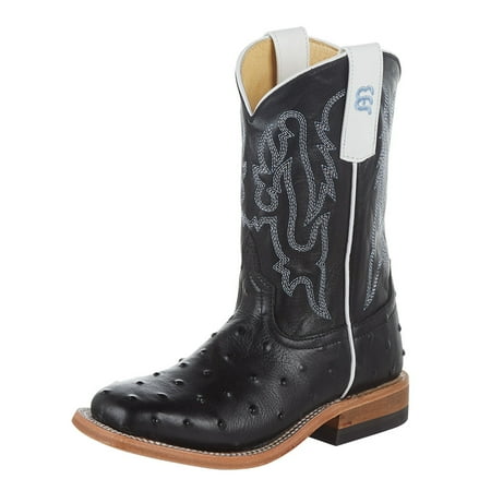 Anderson Bean Boys Kids AB Impostrich Goat Top Cowboy Boot 9 Black