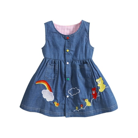 Summer Infant Baby Girls Princess Dress Animals Clouds Rainbow Embroidery Sleeveless Buttons Dresses
Summer Infant Baby Girls Princess Dress Animals Clouds Rainbow Embroidery Sleeveless Buttons Dresses