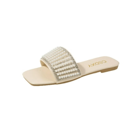 Woobling Ladies Slides Rhinestone Sandal Beach Flat Sandals Womens Shoes Lightweight Slippers Summer Casual Beige 6
Woobling Ladies Slides Rhinestone Sandal Beach Flat Sandals Womens Shoes Lightweight Slippers Summer Casual Beige 6