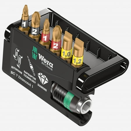 Wera 057416 Bit-Check 7 Diamond 1 Insert Bit Set - PH PZ Slotted