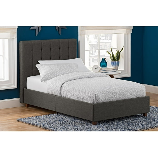 DHP Emily Linen Upholstered Bed, Gray - Twin