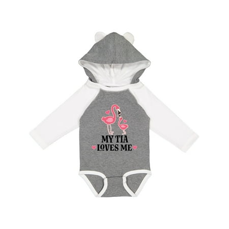 Inktastic My Tia Loves Me Niece Flamingo Gift Baby Girl Long Sleeve Bodysuit