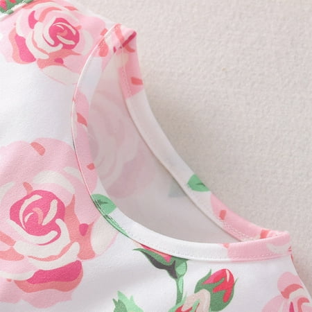nsendm Kids Toddler Chlidren Girls Spring Summer Flower Print Sleeveless Priness Dress Clothing Girl Cat Dress Dress White 0-6 Months