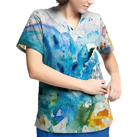 QWANG 2023 Plus Size Printed Scrub Working Uniform Tops For Women V-Neck Short Sleeve T-Shirts Workwear Tee With Pockets
QWANG 2023 Plus Size Printed Scrub Working Uniform Tops For Women V-Neck Short Sleeve T-Shirts Workwear Tee With Pockets