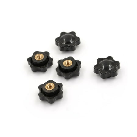 5Pcs Black M6 Female Thread Star Shaped Head Clamping Nuts Knob