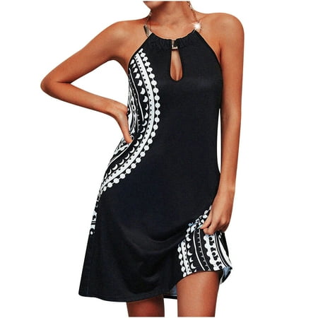 Inkach Women Summer Casual Fashion Adjustable Metal Hanging Neck Print Sleeveless Dress
Inkach Women Summer Casual Fashion Adjustable Metal Hanging Neck Print Sleeveless Dress