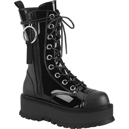 Women s Demonia Slacker 220 Platform Lace Up Mid Calf Boot