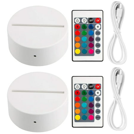 2 Pack 3D Night LED Light Lamp Base + Remote Control + USB Cable 16 Colors Light Show Display Stand for Acrylic White
2 Pack 3D Night LED Light Lamp Base + Remote Control + USB Cable 16 Colors Light Show Display Stand for Acrylic White