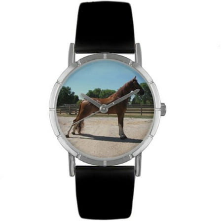 Whimsical Watches Kids R0110031 Classic Tennessee Walker Horse Black Leather And Silvertone Photo Watch