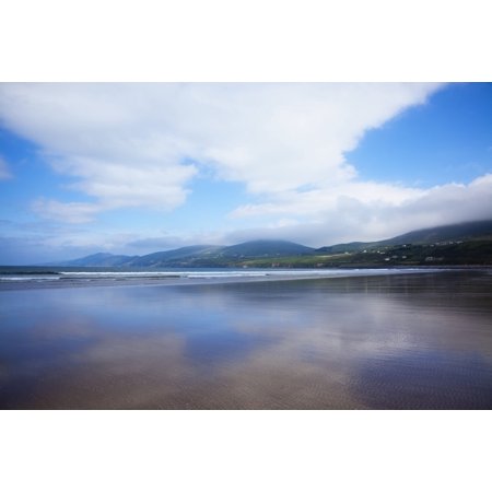 Clouds Reflected On The Wet Sand Of Inch Beach In Dingle Inch County Kerry Ireland Canvas Art - Peter Zoeller Design Pics (38 x 24)