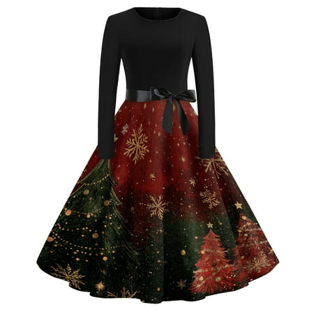 Women s Christmas Printed Round Neck Big Hem Skirt Pleated Skirt Long Sleeved Dress 2024 Fall Winter New Skirt Pleated Skirt Dressn for Women
Women s Christmas Printed Round Neck Big Hem Skirt Pleated Skirt Long Sleeved Dress 2024 Fall Winter New Skirt Pleated Skirt Dressn for Women