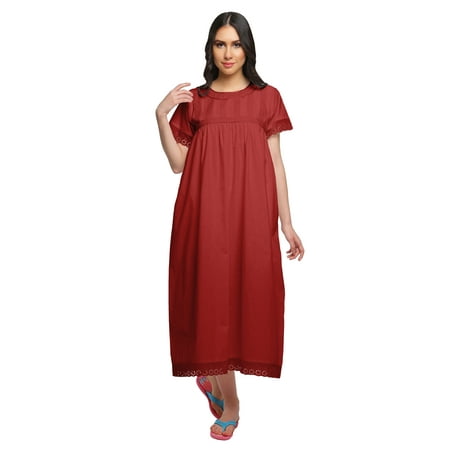 Moomaya Cotton Short Sleeve Nightdress For Ladies Solid Button Placket Nightwear
Moomaya Cotton Short Sleeve Nightdress For Ladies Solid Button Placket Nightwear