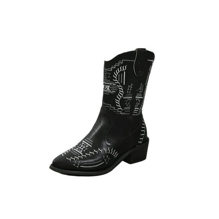 SIMANLAN Womens Cowgirl Boots Pointed Toe Wide-Calf Shoes Mid Calf Western Boot Ladies Vintage Women Embroidered Black 7
SIMANLAN Womens Cowgirl Boots Pointed Toe Wide-Calf Shoes Mid Calf Western Boot Ladies Vintage Women Embroidered Black 7