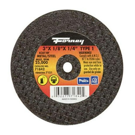 Forney Forney Industries 71842 Metal Cutting Wheel 3 x1/8 x 1/4 25500 RPM
Forney Forney Industries 71842 Metal Cutting Wheel 3 x1/8 x 1/4 25500 RPM