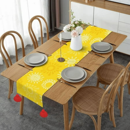 Yellow Sun Hand Nature Table Runner Imitation Linen Table Runner With Red Tassels For Party And Dining Room 14 x 60
Yellow Sun Hand Nature Table Runner Imitation Linen Table Runner With Red Tassels For Party And Dining Room 14 x 60