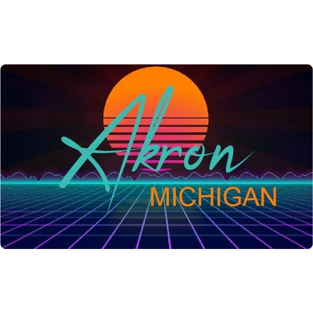 Akron Michigan 4 X 2.25-Inch Fridge Magnet Retro Neon Design
