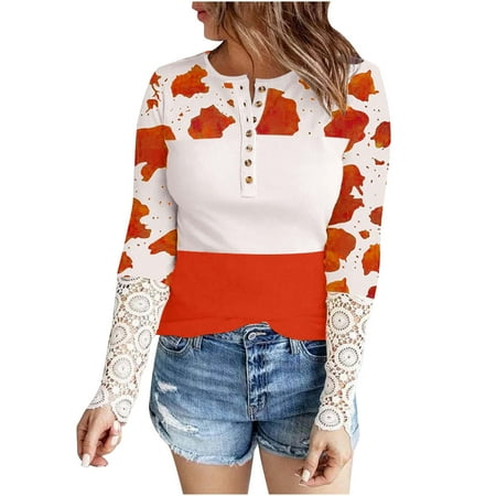 Ziloco Ladies Fashion Round Neck Printed Long Sleeve Lace T-Shirt Top Women fall dress scrub tops women Orange XXL
Ziloco Ladies Fashion Round Neck Printed Long Sleeve Lace T-Shirt Top Women fall dress scrub tops women Orange XXL