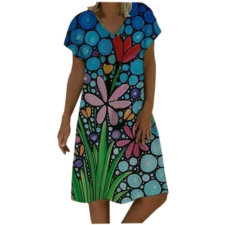 Dresses for Women Womens Dresses Fashion Women Leisure Short Sleeve V-Neck Printed Ladies Loose Fit Mini Dress Summer Dresses Cocktail Dress Summer Savings Clearance 2023 Blue XL
Dresses for Women Womens Dresses Fashion Women Leisure Short Sleeve V-Neck Printed Ladies Loose Fit Mini Dress Summer Dresses Cocktail Dress Summer Savings Clearance 2023 Blue XL