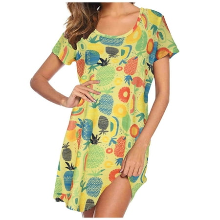 Summer Nightgowns for Women Casual Soft Crewneck Short Sleeves Pajamas Dress Cute Print Night Shirts Sleepwear Ladies Clothes
Summer Nightgowns for Women Casual Soft Crewneck Short Sleeves Pajamas Dress Cute Print Night Shirts Sleepwear Ladies Clothes