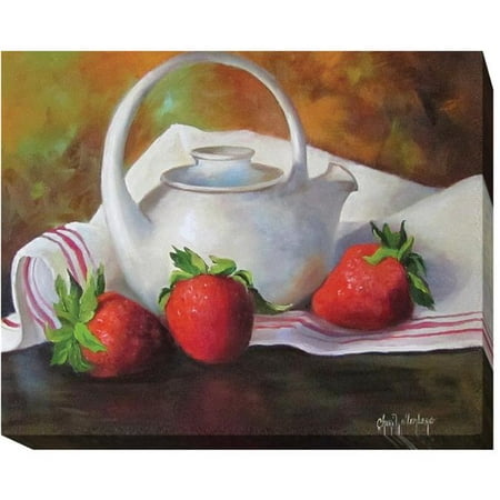 Strawberries & White Teapot by Cheri Wollenberg Premium Gallery-Wrapped Canvas Giclee Art - Ready-to-Hang, 16 x 20 x 1.5 in.