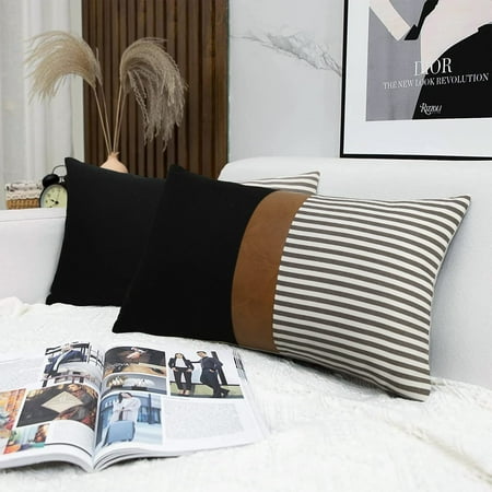 cygnus 16x16 Pillow Covers Set of 2 Farmhouse Decor Stripe Patchwork Linen Lumbar Pillow Covers Modern Faux Leather Covers for Couch Sofa Gray
cygnus 16x16 Pillow Covers Set of 2 Farmhouse Decor Stripe Patchwork Linen Lumbar Pillow Covers Modern Faux Leather Covers for Couch Sofa Gray