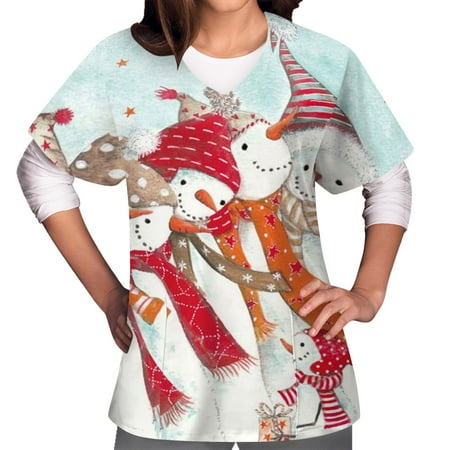 Christmas Women Short Sleeve V Neck Scrub Tops Fun Patterned Tshirts Scrub Tops Breathable Uniform Tee with Pockets
Christmas Women Short Sleeve V Neck Scrub Tops Fun Patterned Tshirts Scrub Tops Breathable Uniform Tee with Pockets