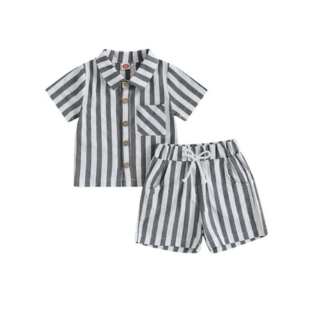 Toddler Baby Boys 2PCS Shorts Sets Short Sleeve Lapel Button Shirt Drawstring Striped Shorts Sets Summer Clothes
Toddler Baby Boys 2PCS Shorts Sets Short Sleeve Lapel Button Shirt Drawstring Striped Shorts Sets Summer Clothes