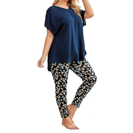 Casual Floral Print V neck Pant Sets Short Sleeve Multicolor Plus Size Pajama Sets (Women s)
Casual Floral Print V neck Pant Sets Short Sleeve Multicolor Plus Size Pajama Sets (Women s)